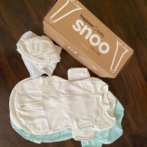 SNOO Low Legs, sleep sacks (S,M,L), and 3 mattress covers